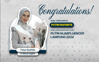 mahasiwi Bisnis Digital Universitas Lampung meraih PUTRI HIJABFLUENCER LAMPUNG 2024