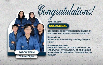 Mahasiswa Bisnis Digital FEB Unila Meraih *Gold Medal* di UNIVERSITA TEKNOLOGI MARA JOHOR MALAYSIA.