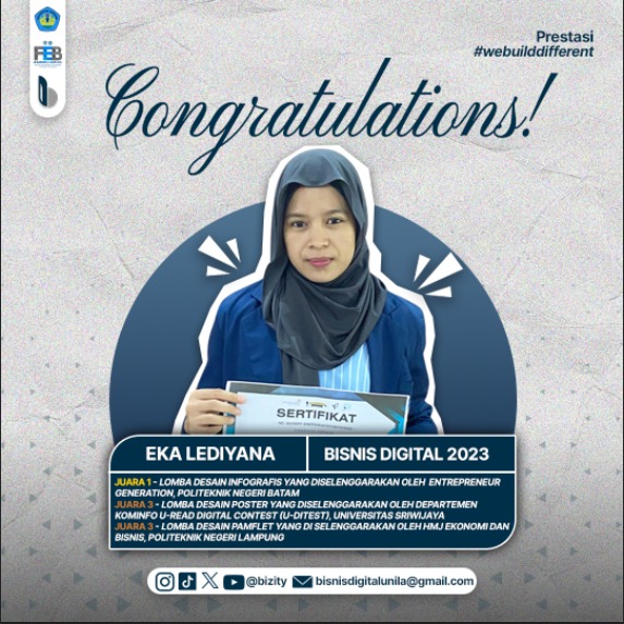 Mahasiswa Bisnis Digital FEB Unila meraih 3 gelar perlombaan