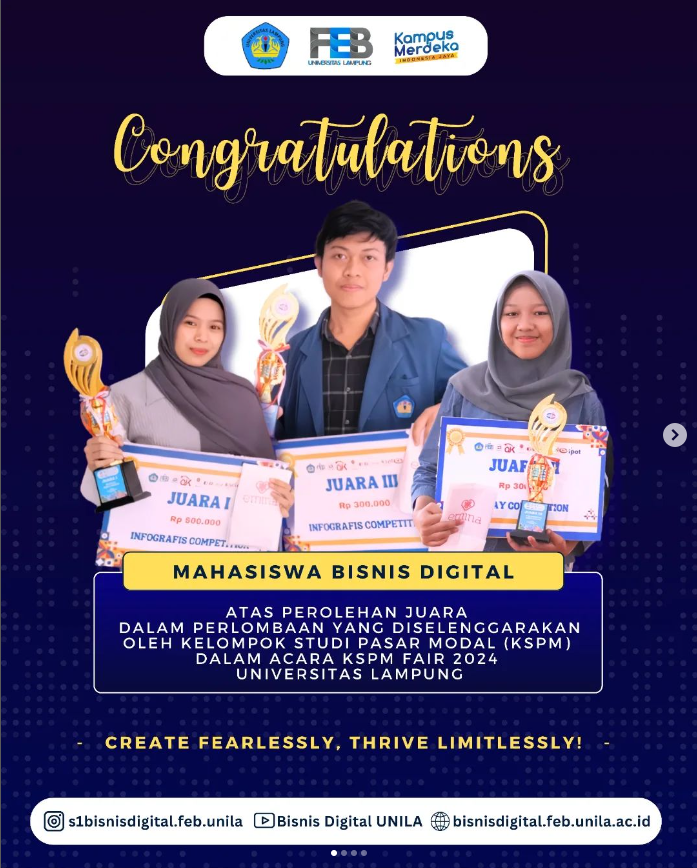 Mahasiwa Bisnis Digital FEB UNILA Raih Juara dalam Perlombaan KSPM