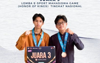Mahasiswa Bisnis Digital Unila Sabet Juara III Nasional Lomba E-sport Liga UKM Garudaku