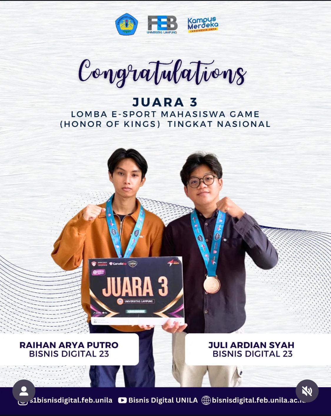 Mahasiswa Bisnis Digital Unila Sabet Juara III Nasional Lomba E-sport Liga UKM Garudaku Mahasiswa Bisnis Digital Unila Sabet Juara III Nasional Lomba E-sport Liga UKM Garudaku